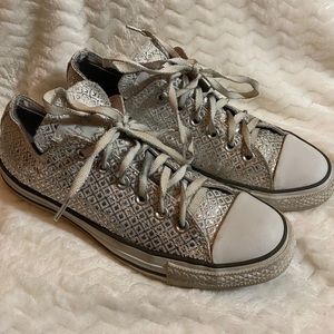 Converse Silver Diamond Print Sneaker Size 10
